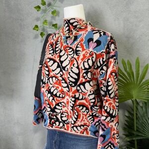 Anthropologie Maeve patterned cropped knit sweater mock neck colorful boho indie